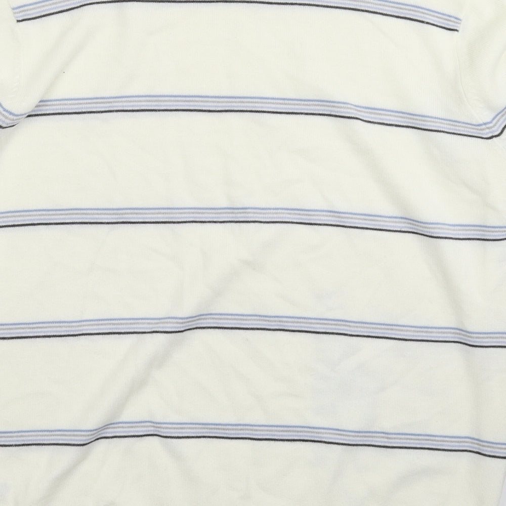George Mens White Striped Knit Pullover Jumper Size M