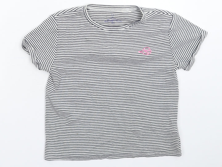 NEXT Girls White Striped  Basic T-Shirt Size 10 Years