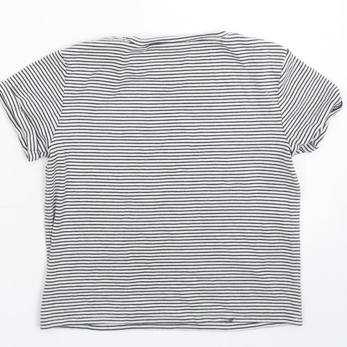 NEXT Girls White Striped  Basic T-Shirt Size 10 Years