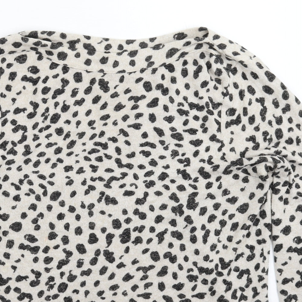 Dorothy Perkins Womens Grey Animal Print Knit Pullover Jumper Size 8