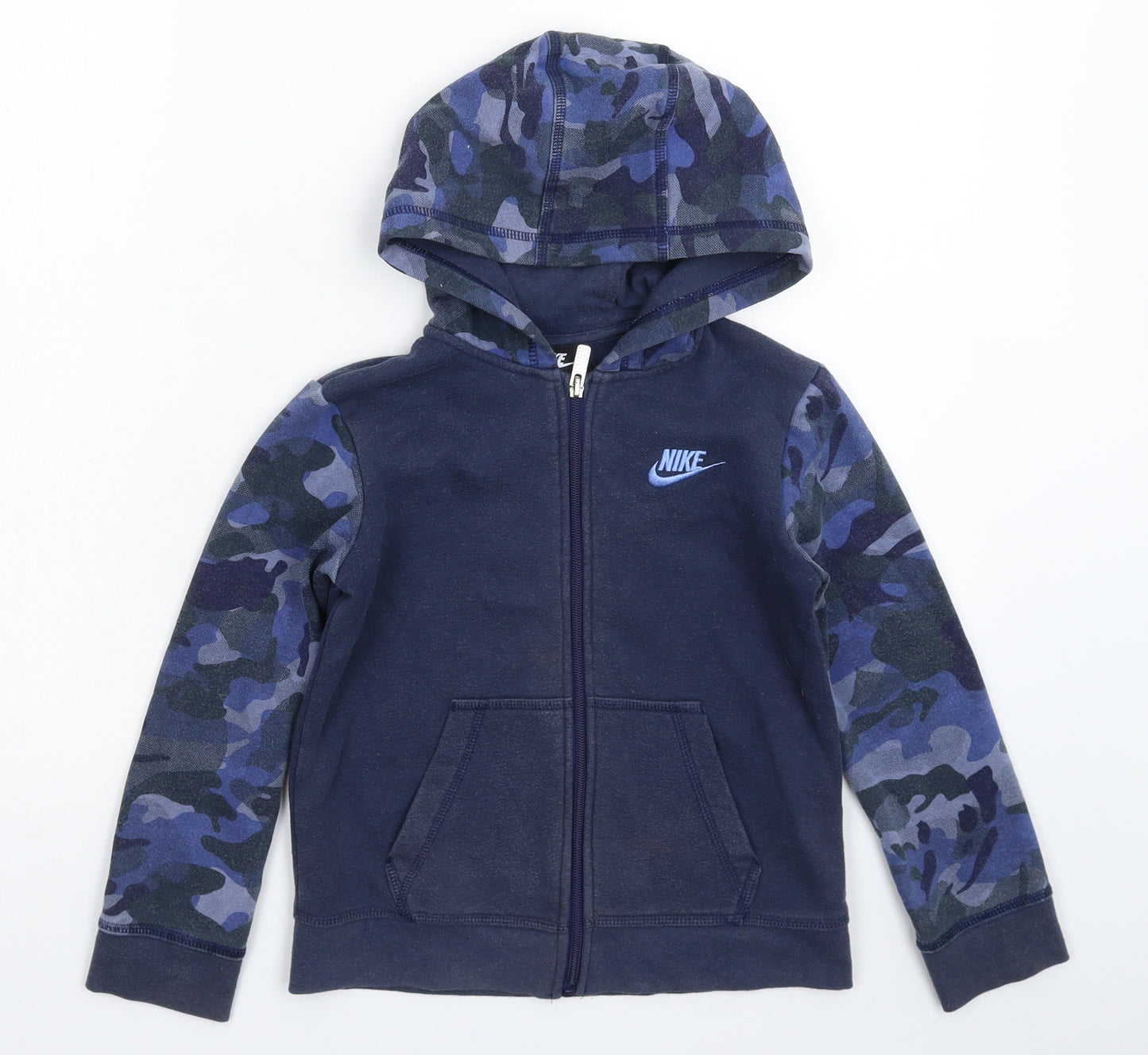 Nike Boys Blue Camouflage  Full Zip Hoodie Size 6-7 Years