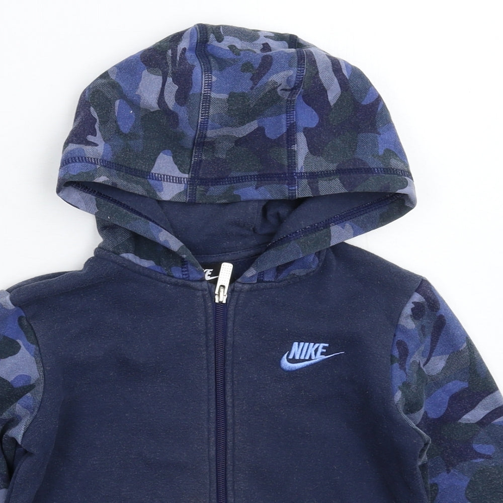 Nike Boys Blue Camouflage  Full Zip Hoodie Size 6-7 Years