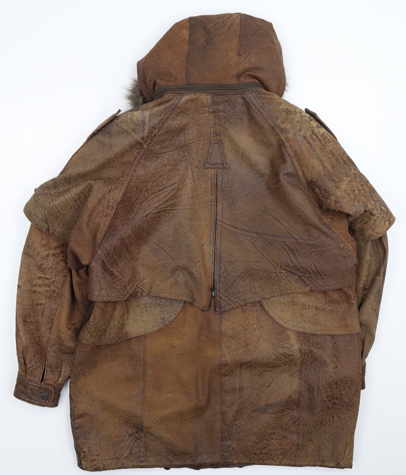 Preworn Womens Brown   Parka Coat Size L  - Faux Leather