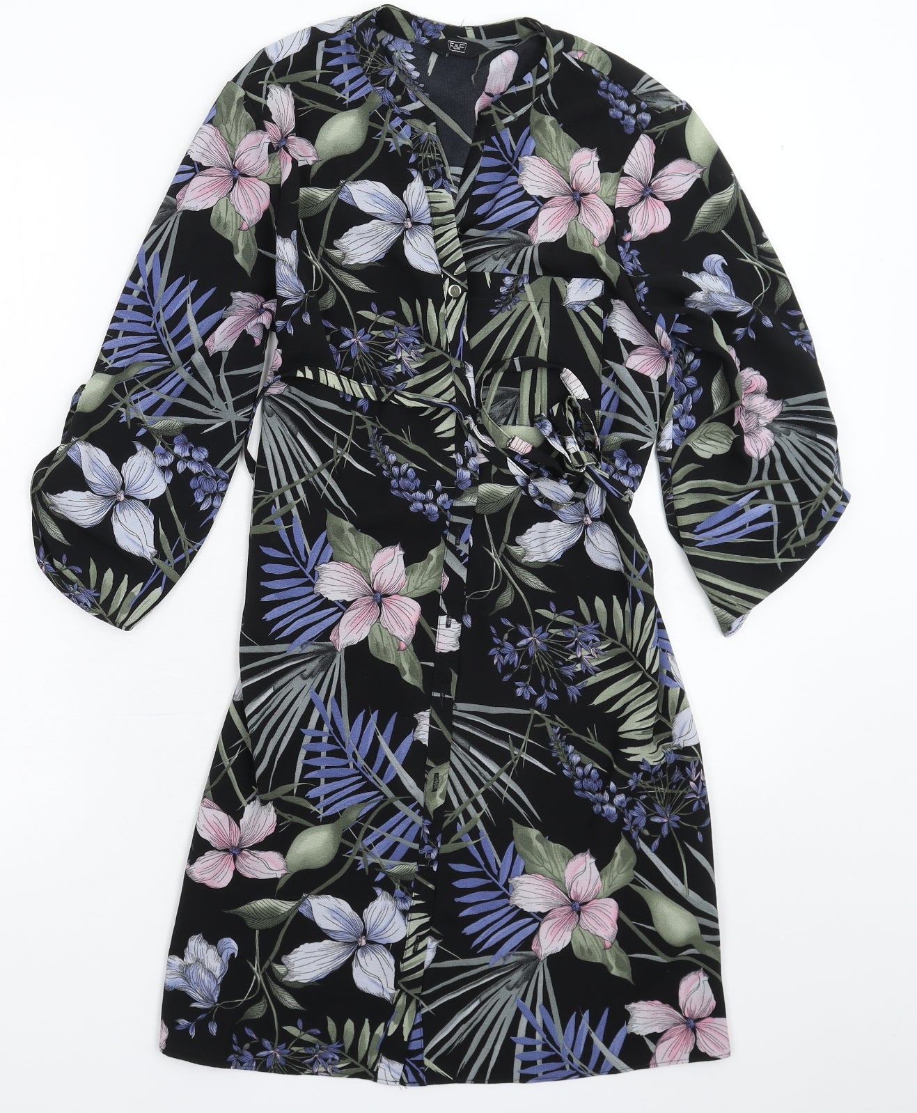 F&F Womens Multicoloured Floral  Shirt Dress  Size 10