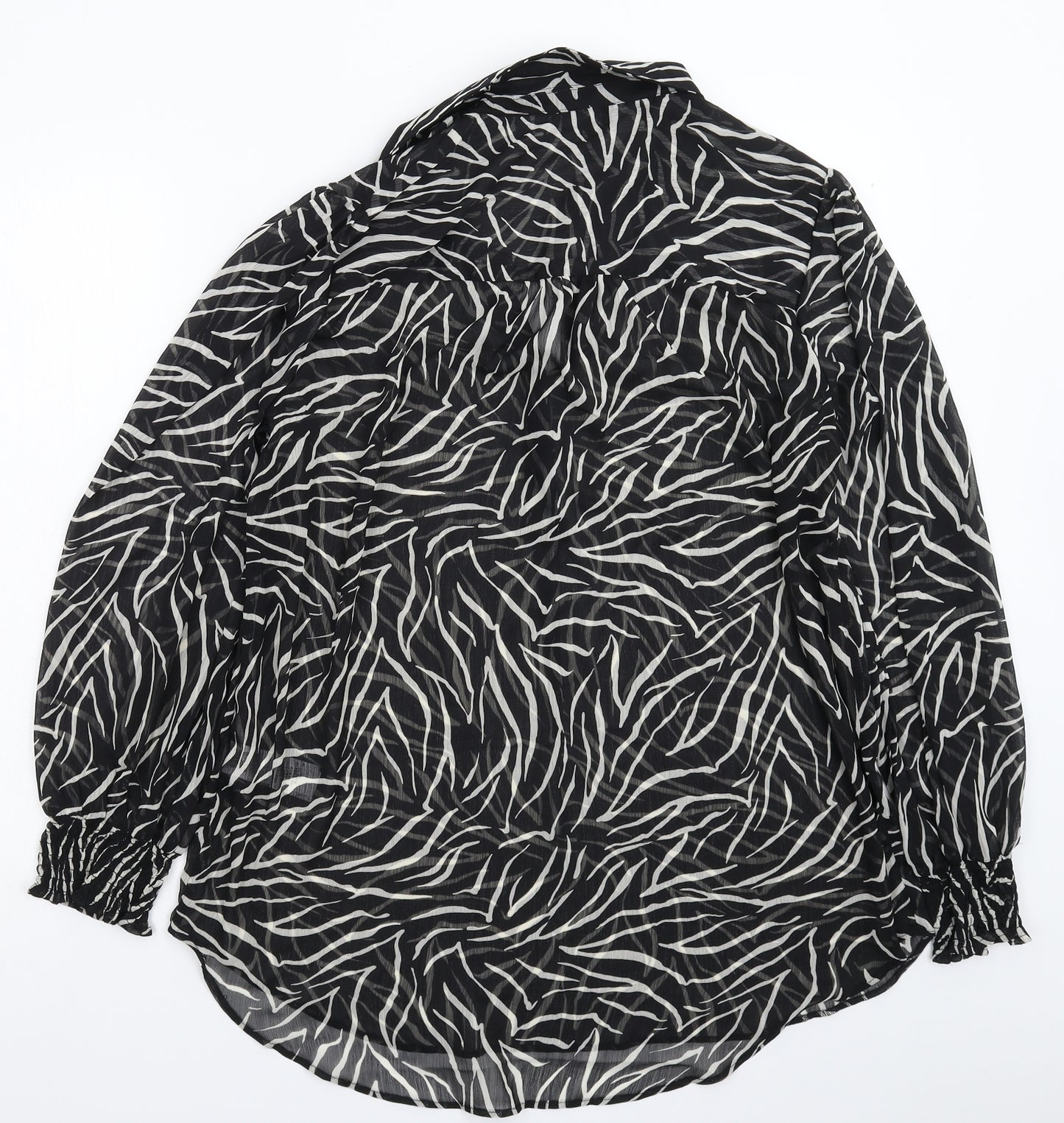 New Look Womens Black Animal Print  Basic Button-Up Size 16