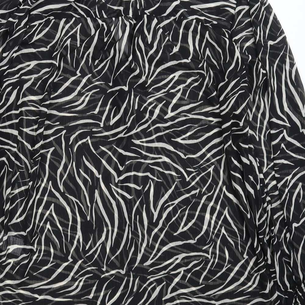 New Look Womens Black Animal Print  Basic Button-Up Size 16