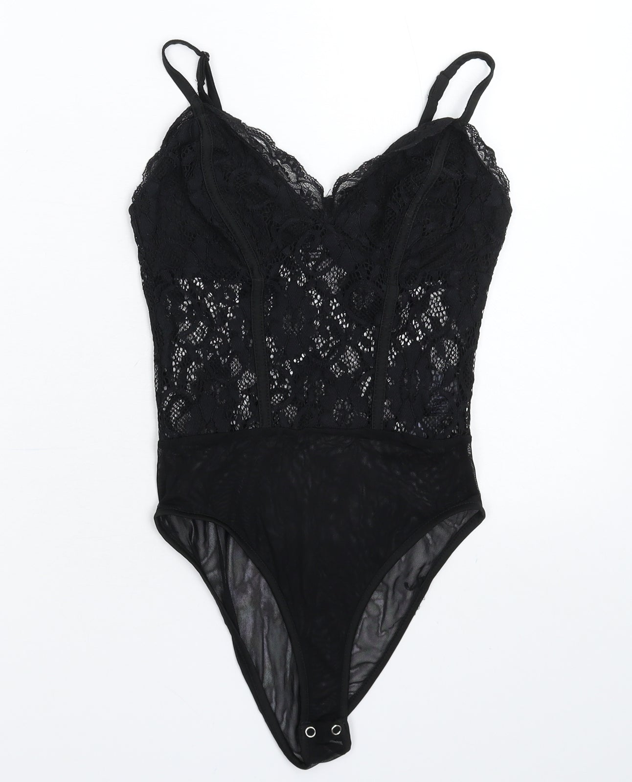 New Look Womens Black  Lace Bodysuit One-Piece Size 8