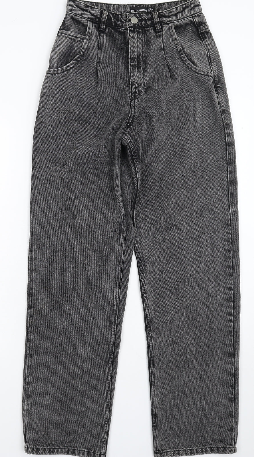 PRETTYLITTLETHING Womens Grey  Denim Mom Jeans Size 4 L30 in