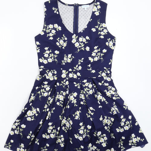 Blue Vanilla Womens Blue Floral  Fit & Flare  Size 10