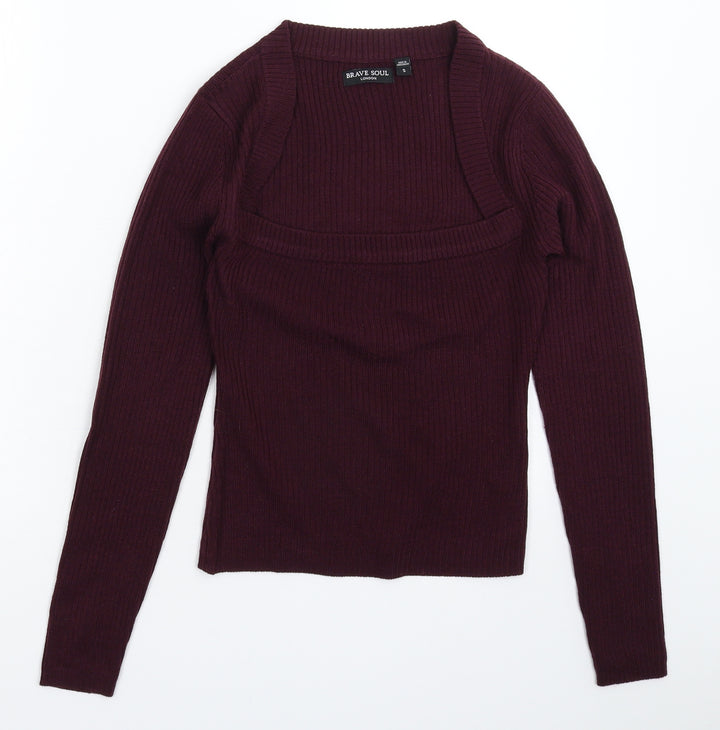 Brave Soul Womens Brown Knit Pullover Jumper Size S