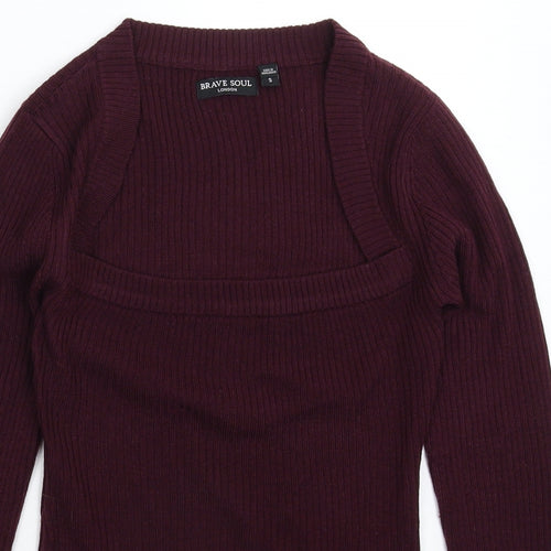 Brave Soul Womens Brown  Knit Pullover Jumper Size S