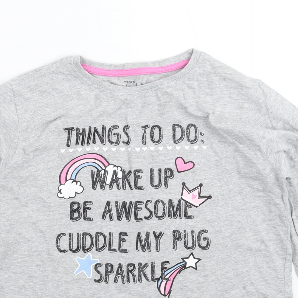 Pep&Co Girls Grey Solid  Top Pyjama Top Size 11-12 Years