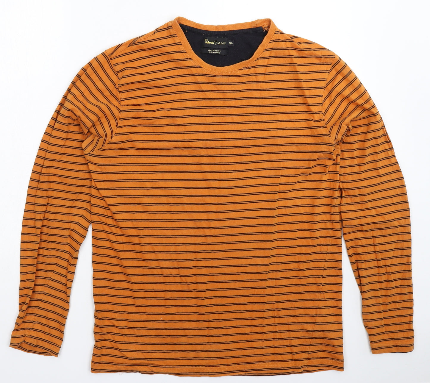 Ideas Mens Orange Striped   T-Shirt Size XL