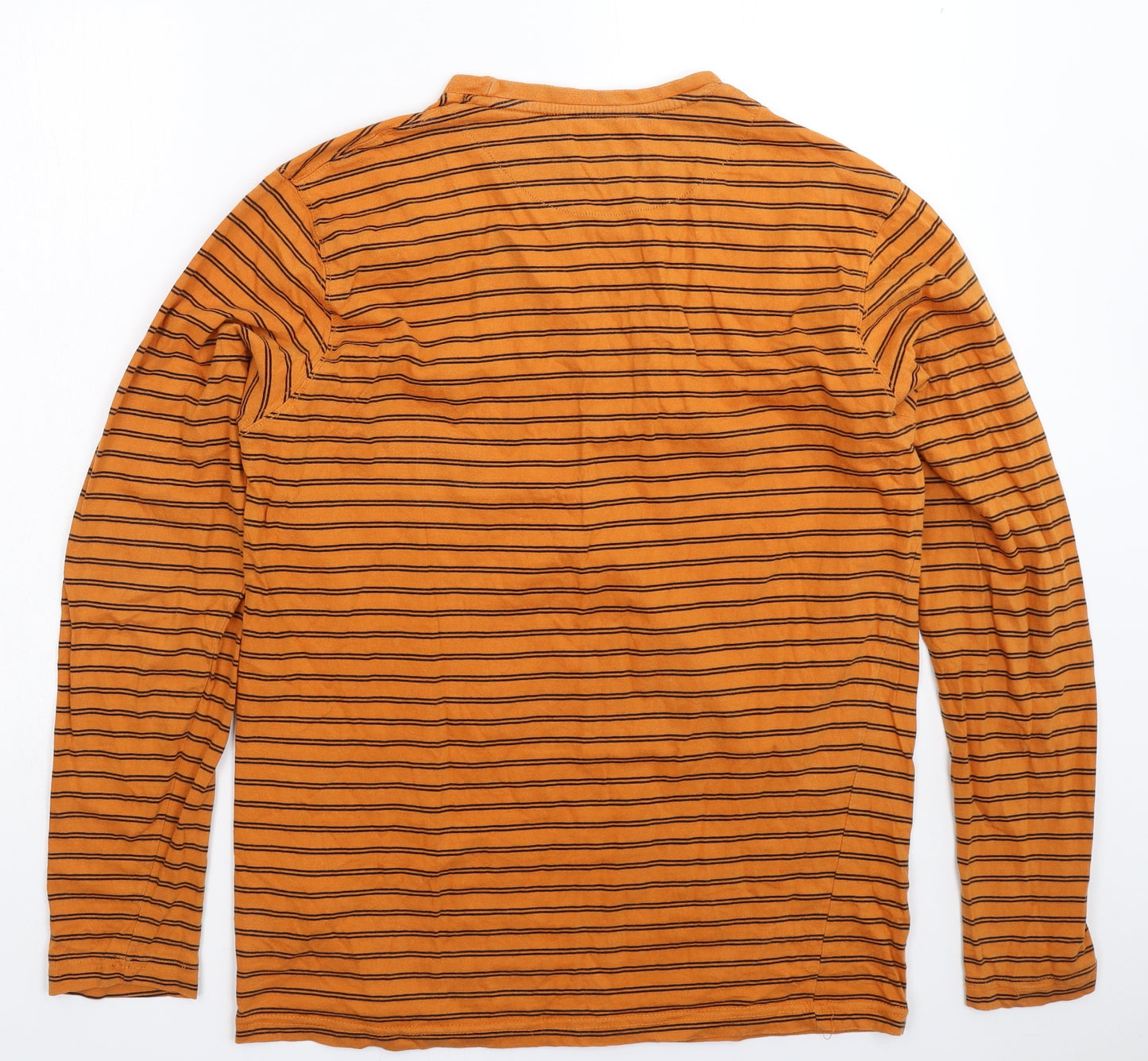 Ideas Mens Orange Striped   T-Shirt Size XL