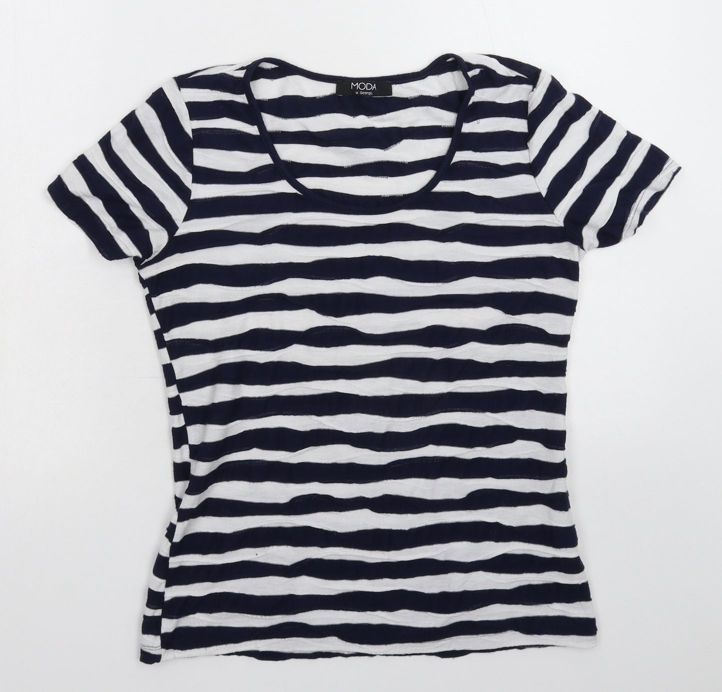 George Womens Blue Striped  Basic T-Shirt Size 12