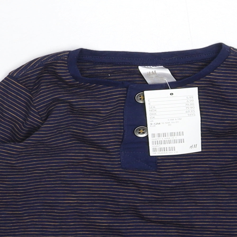 H&M Baby Blue Striped  Basic T-Shirt Size 9-12 Months