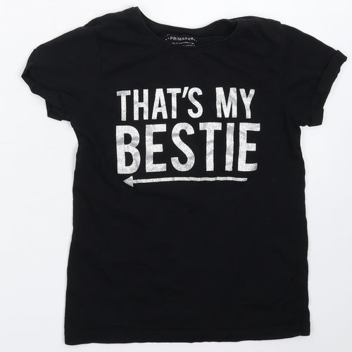 Primark Girls Black   Basic T-Shirt Size 10-11 Years