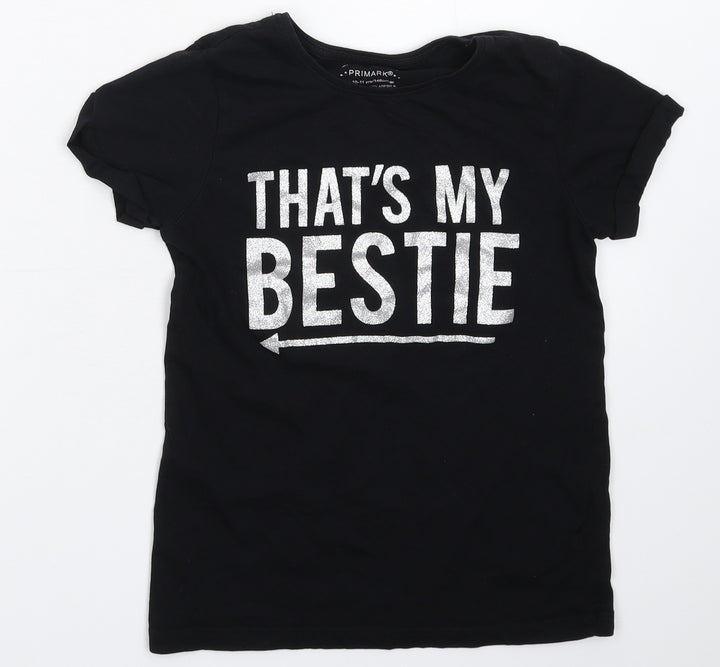 Primark Girls Black Basic T-Shirt Size 10-11 Years
