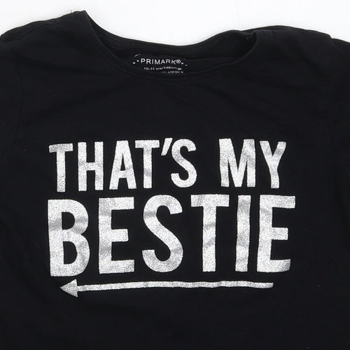 Primark Girls Black   Basic T-Shirt Size 10-11 Years