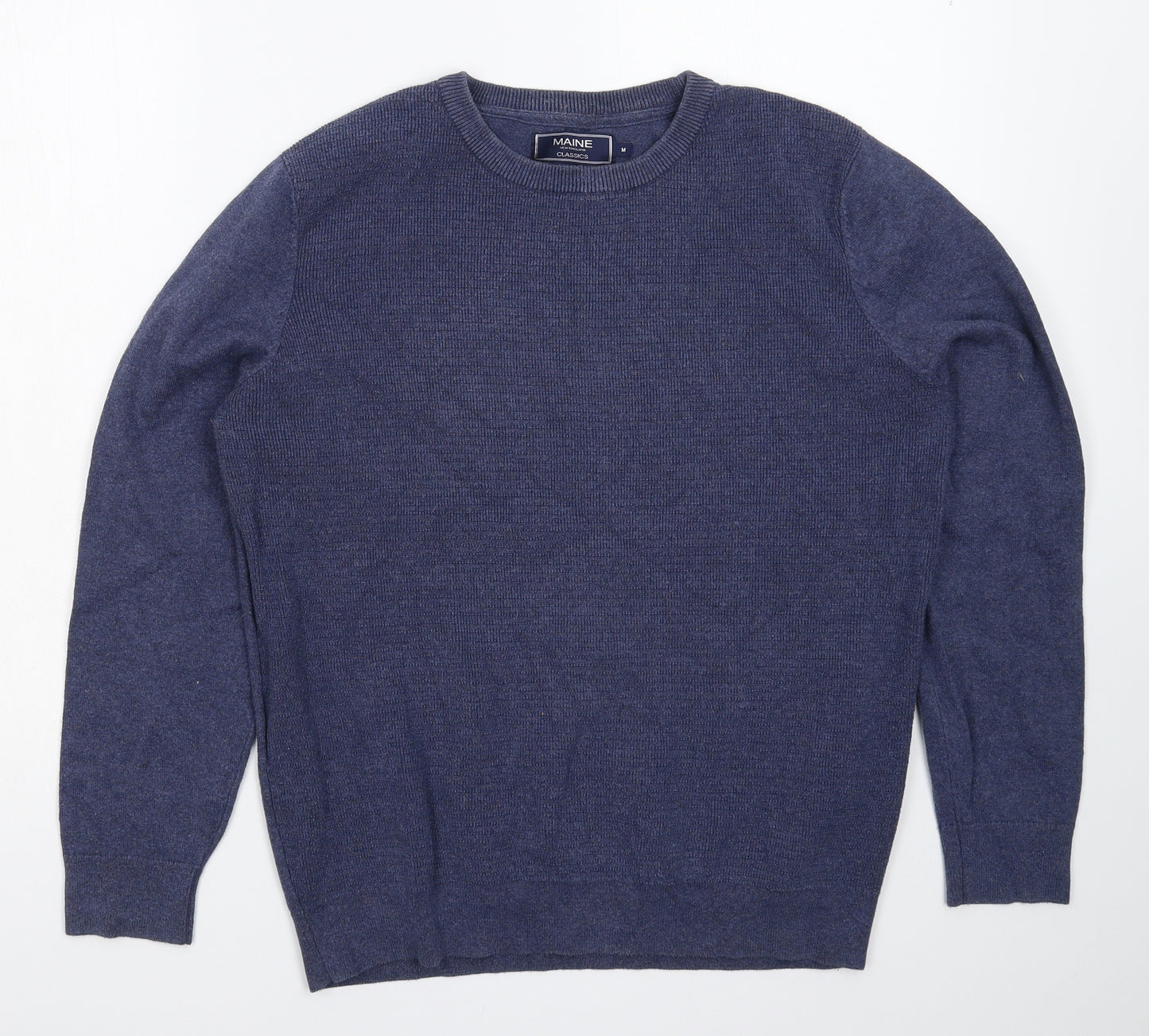 Maine Mens Blue  Knit Pullover Jumper Size M