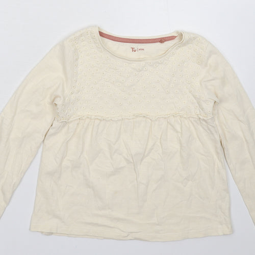 TU Girls Beige   Basic T-Shirt Size 6-7 Years