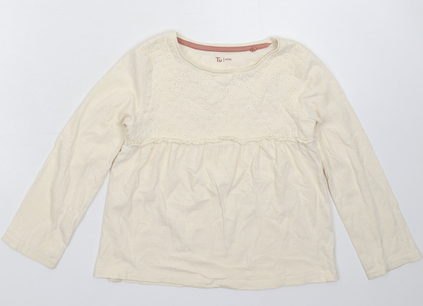 TU Girls Beige   Basic T-Shirt Size 6-7 Years