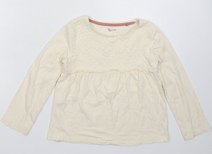 TU Girls Beige   Basic T-Shirt Size 6-7 Years