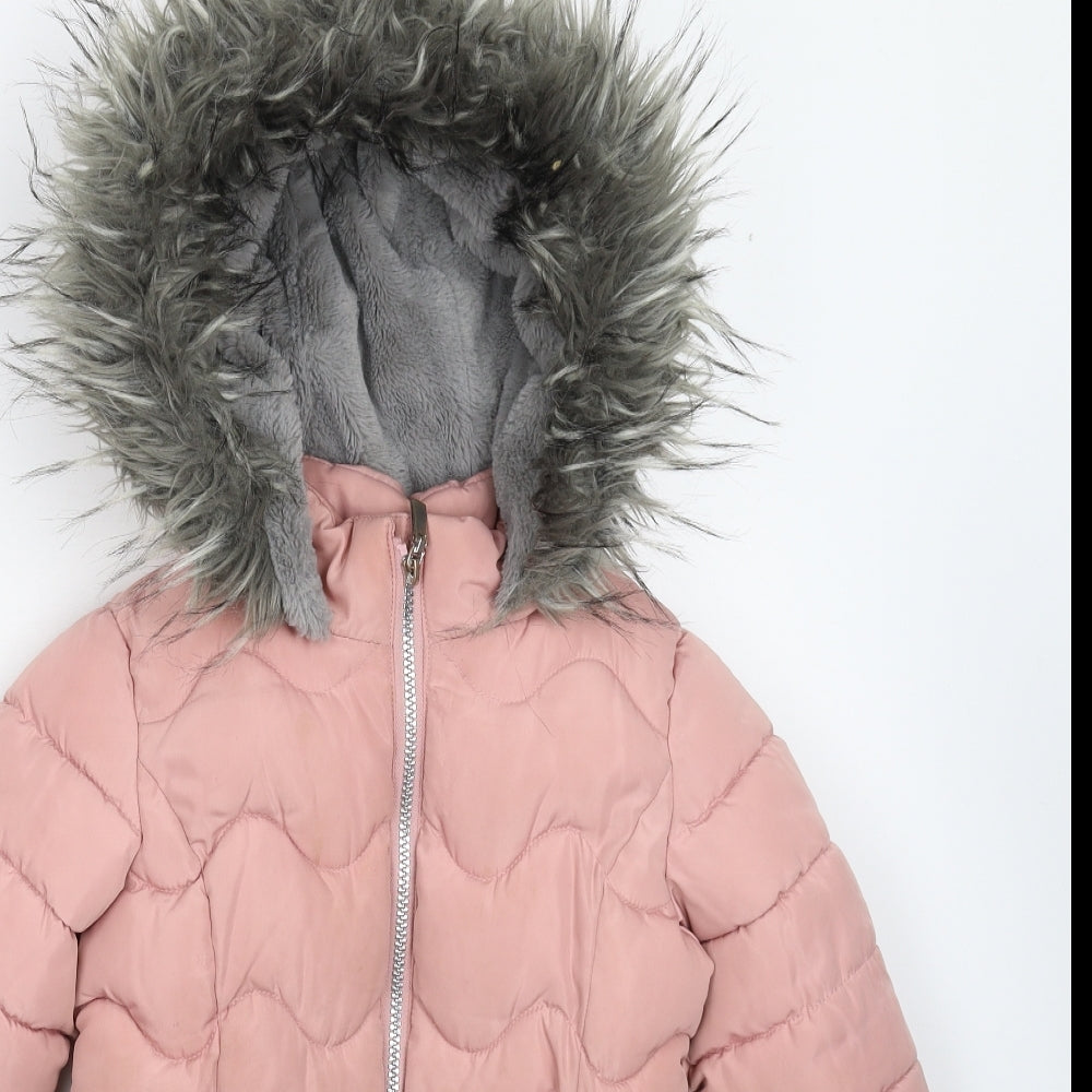 F&F Girls Pink   Parka Coat Size 6-7 Years