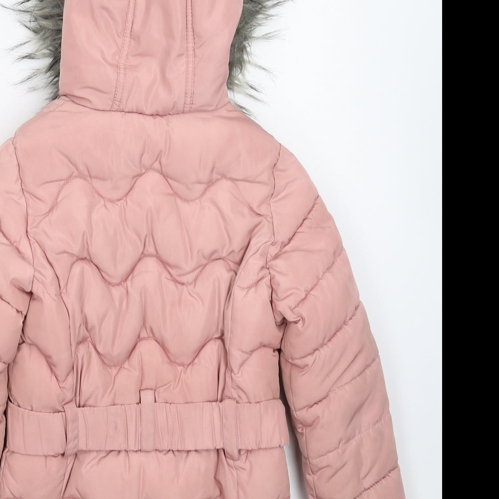 F&F Girls Pink   Parka Coat Size 6-7 Years