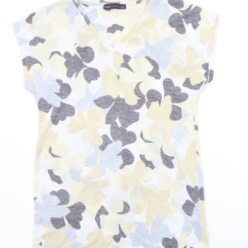 Marks and Spencer Womens White Floral  A-Line  Size 8