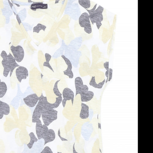 Marks and Spencer Womens White Floral  A-Line  Size 8