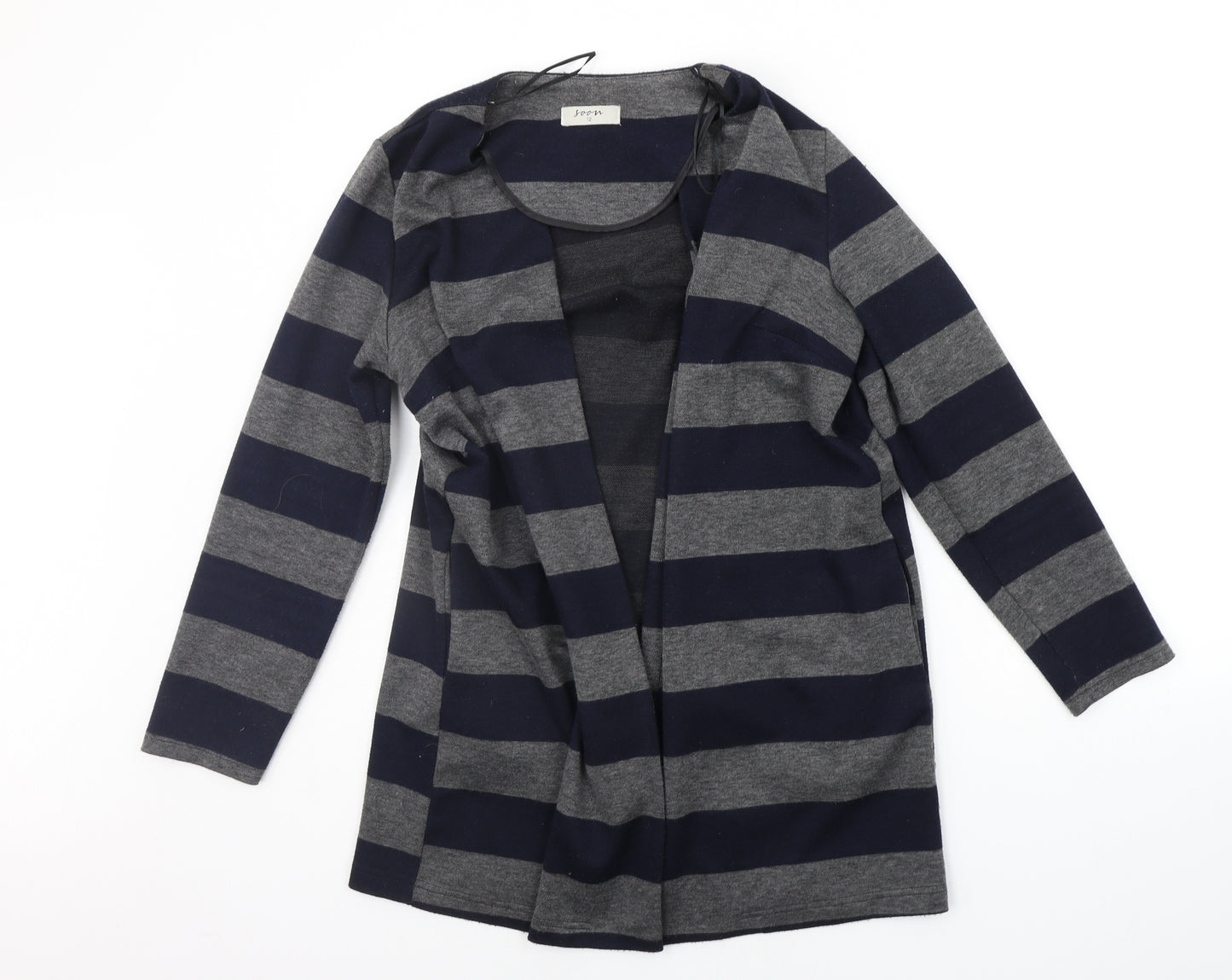 Soon Womens Blue Striped  Cardigan Jumper Size 12