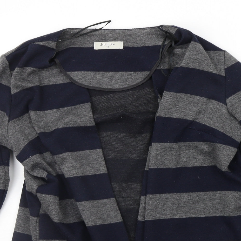 Soon Womens Blue Striped  Cardigan Jumper Size 12