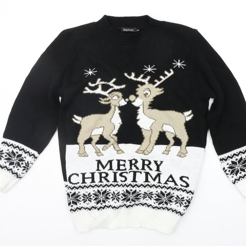 Boohoo Womens Black Geometric  Pullover Jumper Size M  - CHRITMAS