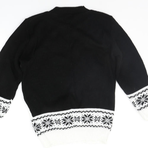 Boohoo Womens Black Geometric  Pullover Jumper Size M  - CHRITMAS