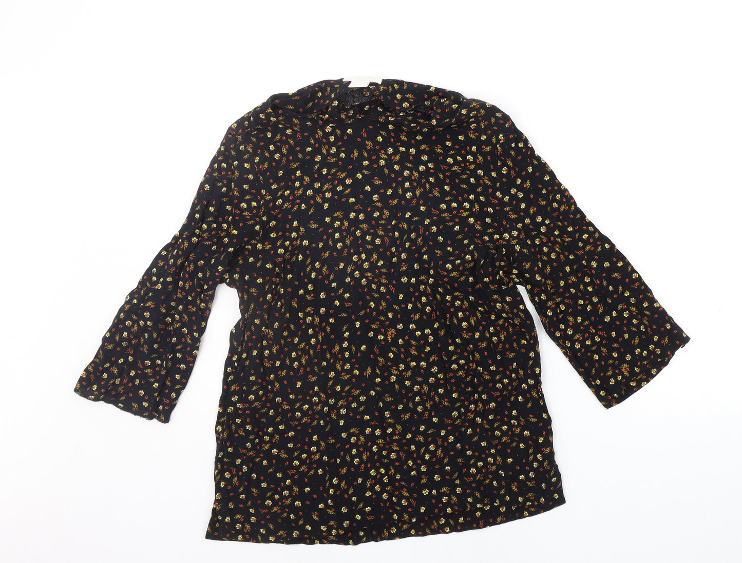H&M Womens Black Floral  Basic Blouse Size 6