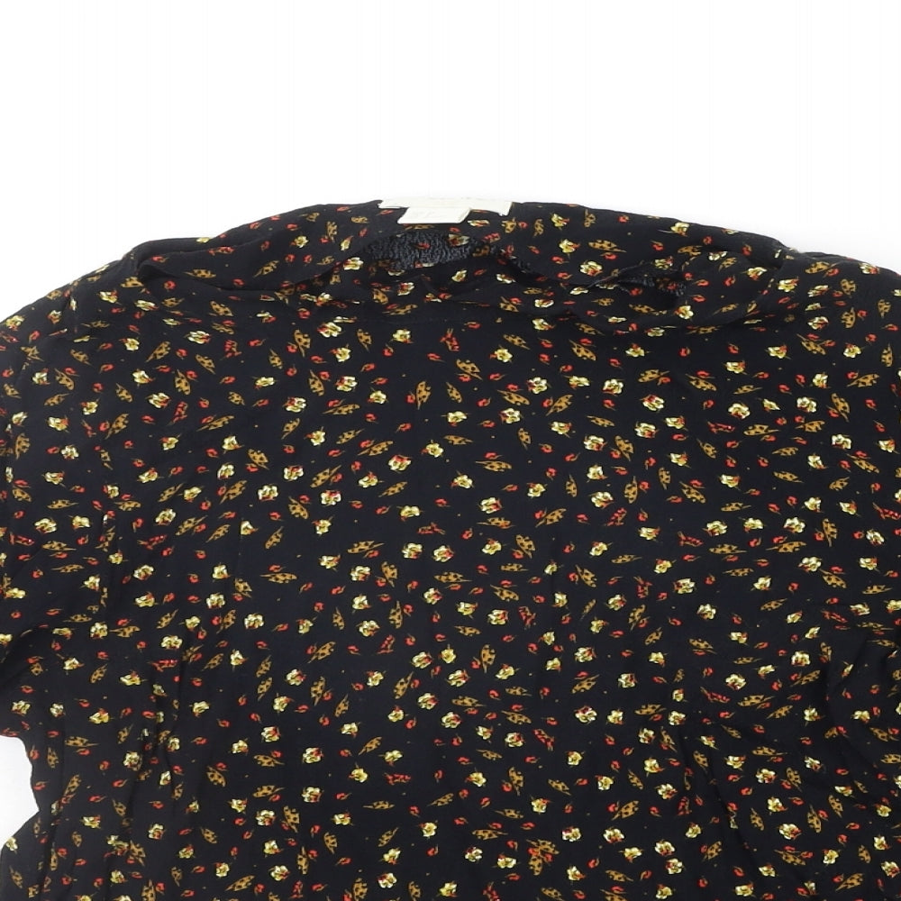 H&M Womens Black Floral  Basic Blouse Size 6