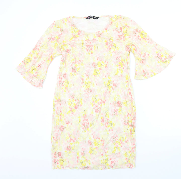Collection London Girls Yellow Floral  Jumper Dress  Size 8 Years