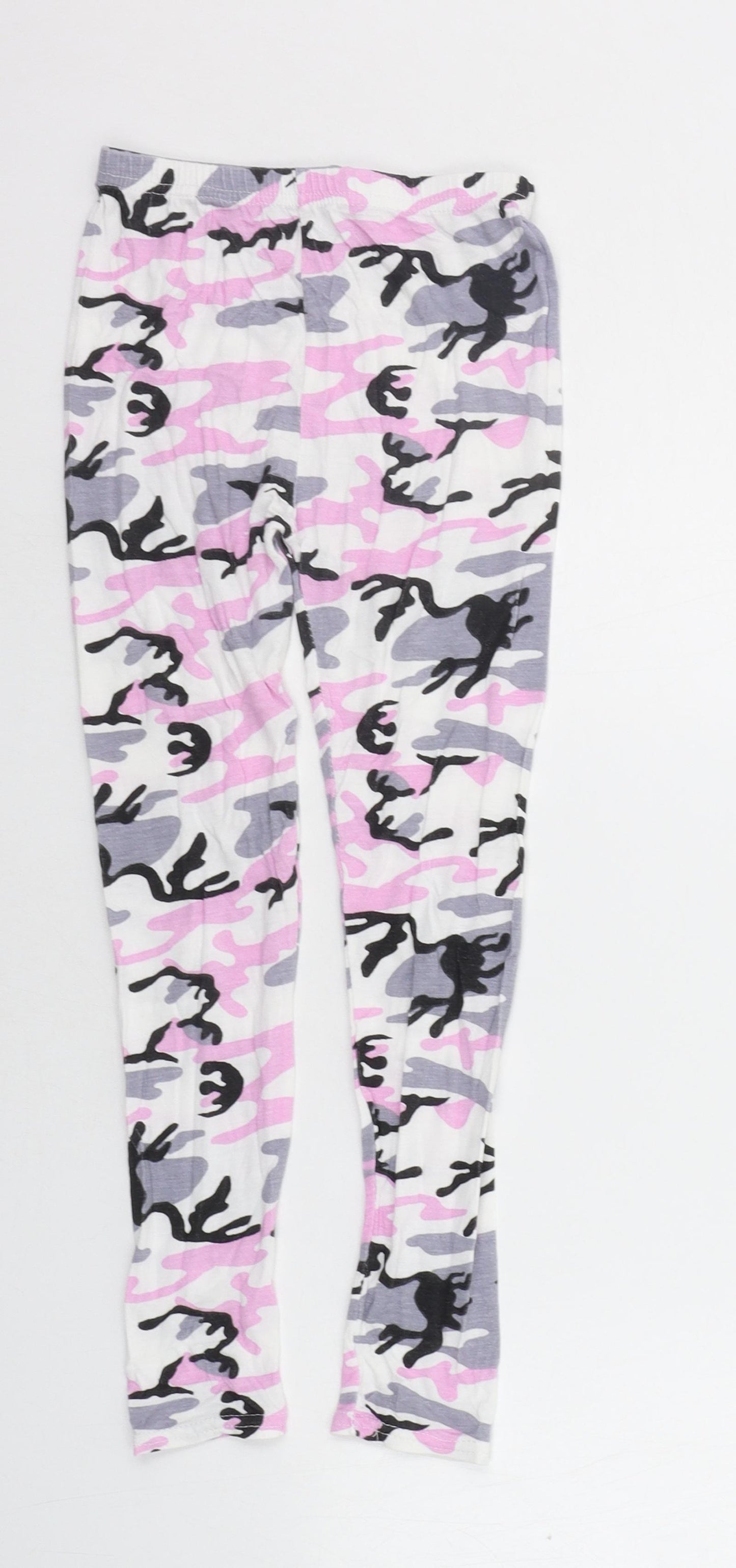 Preworn Girls Pink Camouflage  Jegging Trousers Size 9-10 Years