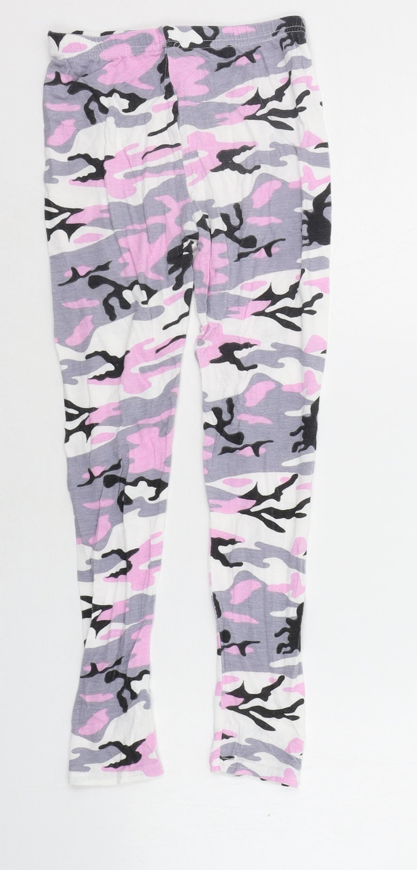 Preworn Girls Pink Camouflage  Jegging Trousers Size 9-10 Years