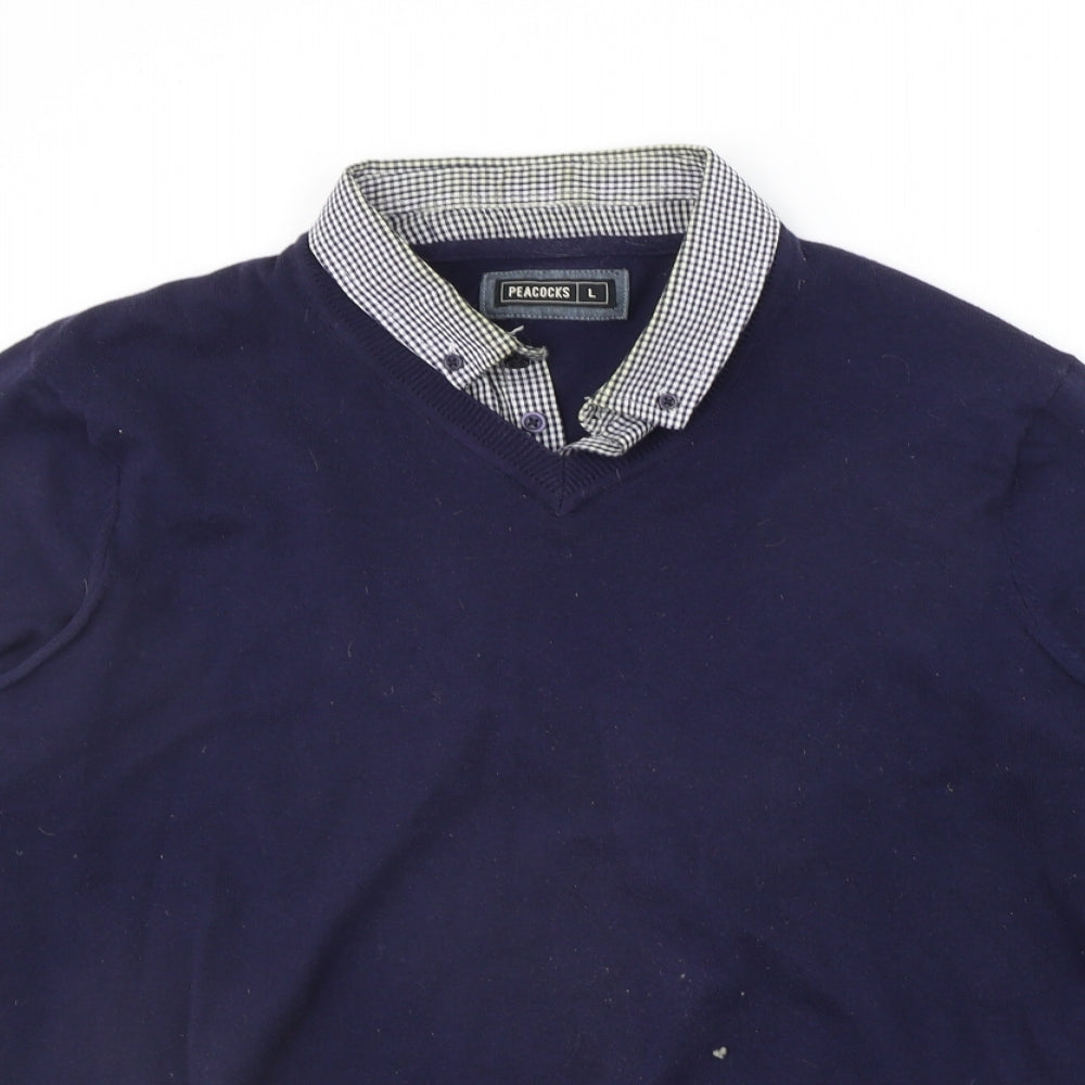 Peacocks Mens Blue   Pullover Jumper Size L