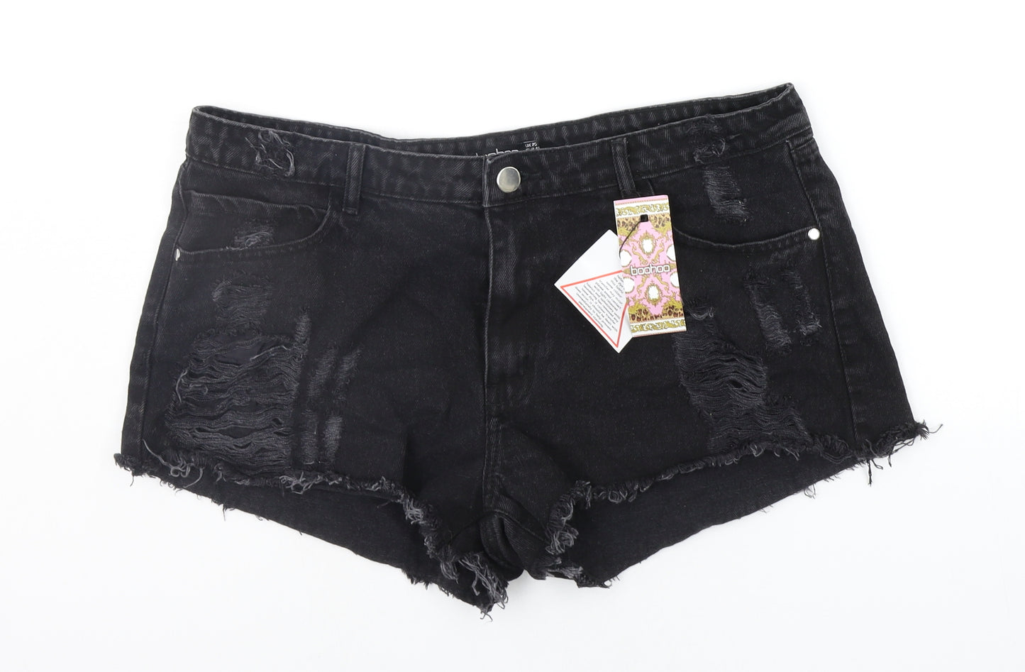 Boohoo Womens Black   Cut-Off Shorts Size 20 - DISTRESSED