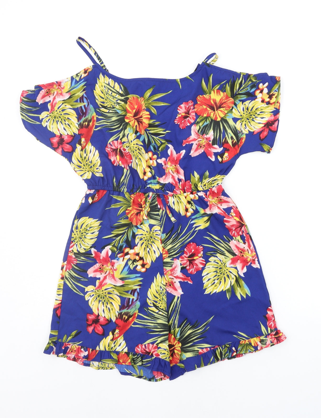 Primark Girls Blue Floral  Jumpsuit One-Piece Size 11-12 Years