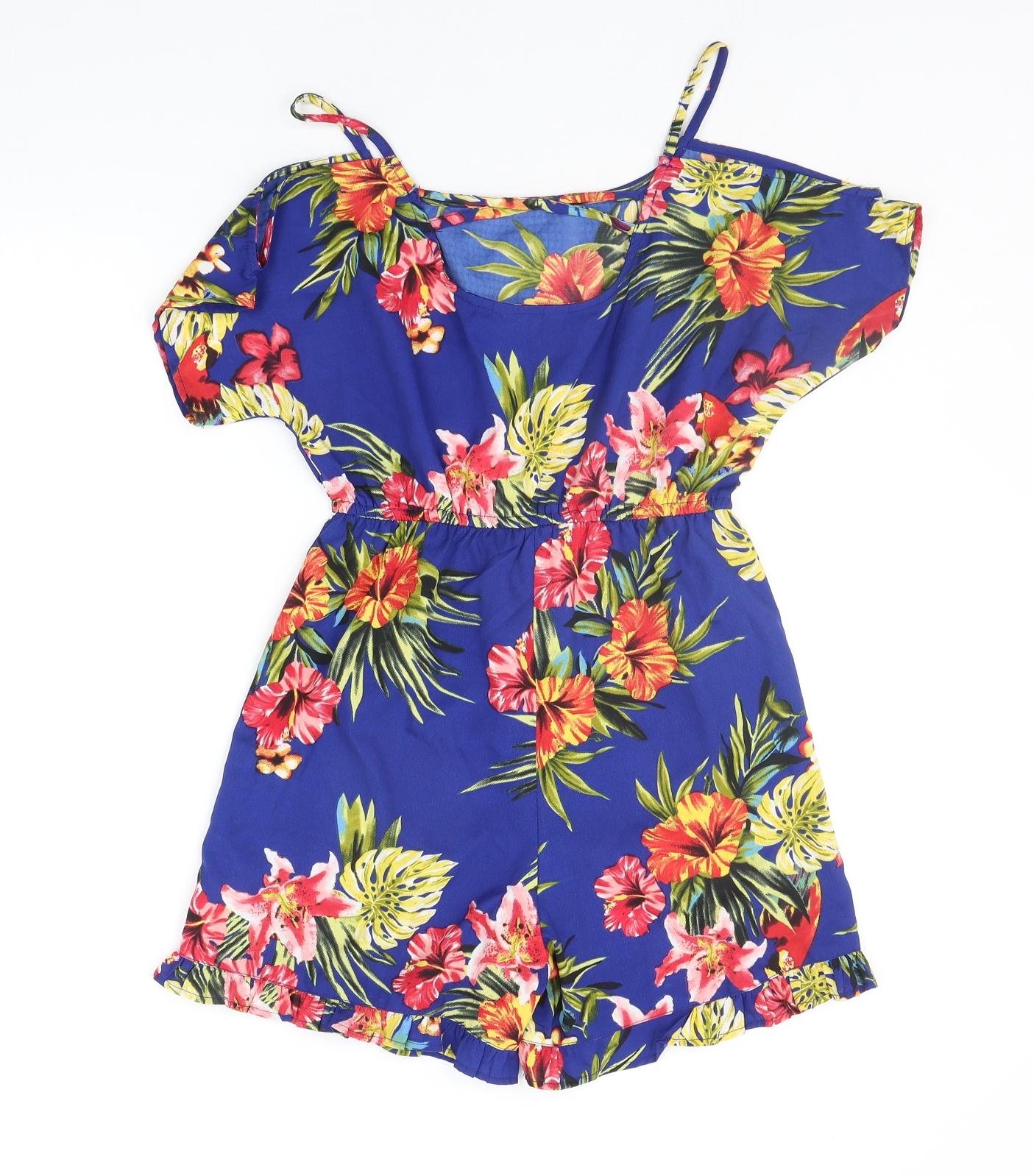 Primark Girls Blue Floral  Jumpsuit One-Piece Size 11-12 Years