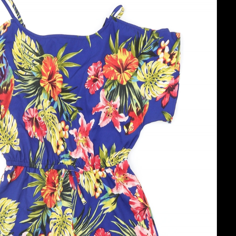 Primark Girls Blue Floral  Jumpsuit One-Piece Size 11-12 Years