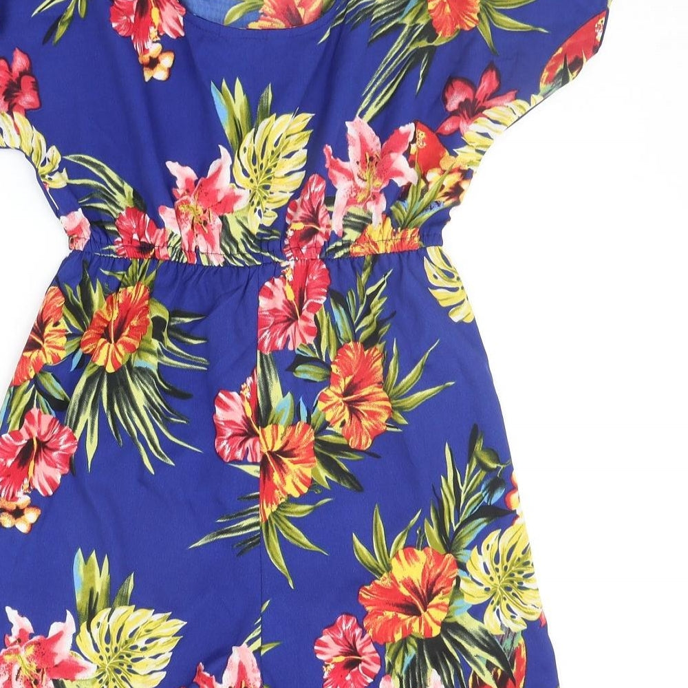 Primark Girls Blue Floral  Jumpsuit One-Piece Size 11-12 Years