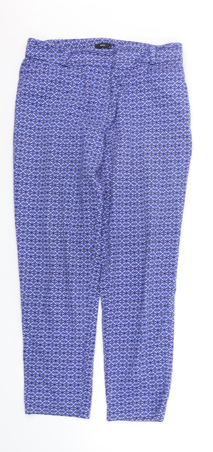 M&Co Womens Blue Geometric  Trousers  Size 12 L25 in