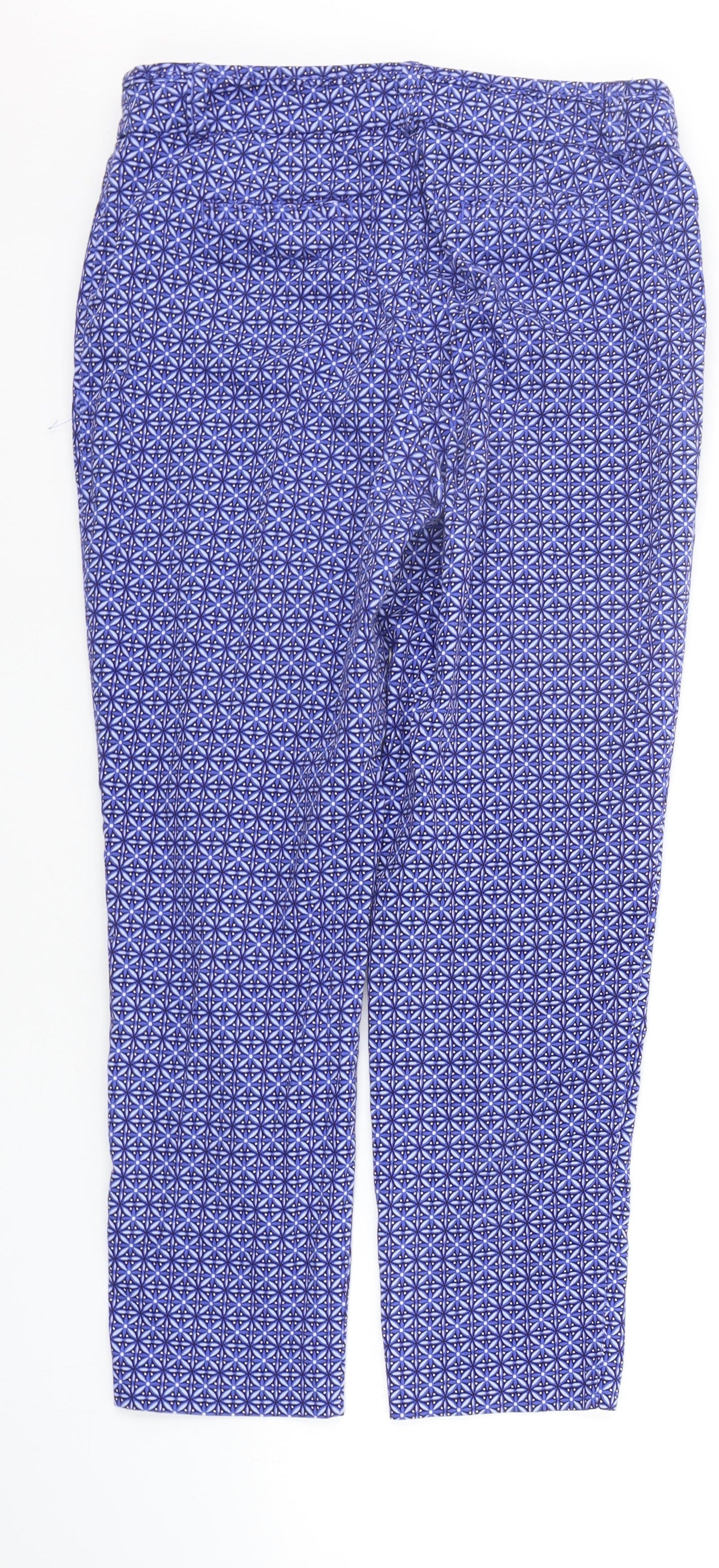 M&Co Womens Blue Geometric  Trousers  Size 12 L25 in