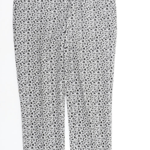 Miss Selfridge Womens White Geometric  Trousers  Size 10 L25 in