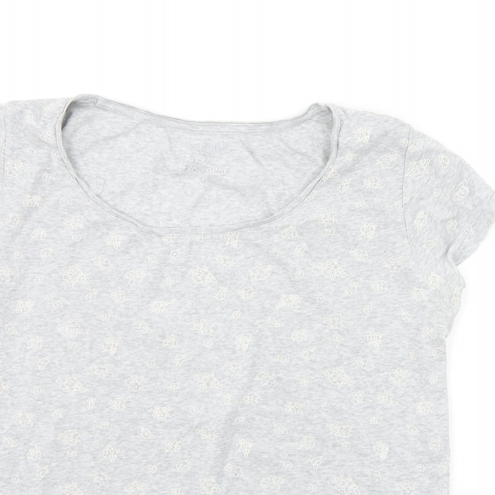 Matalan Womens Grey Floral  Basic T-Shirt Size 14